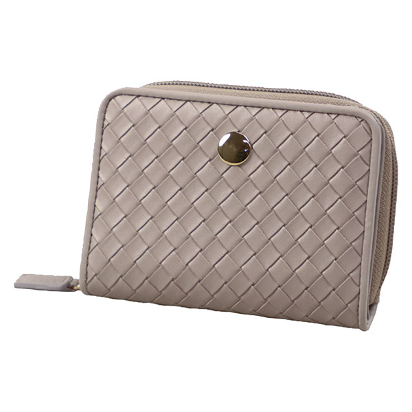 メッシュ型押し　コインが分けられる二つ折り財布　パープル